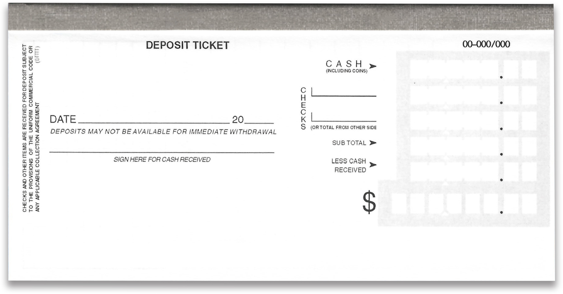 Deposit ticket vs check